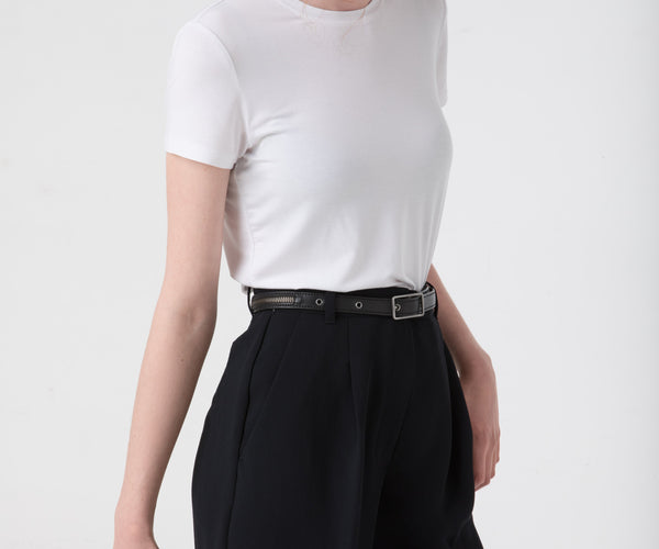 SALVI Women's Vegan Leather Belt | Color: Black - variant::ink