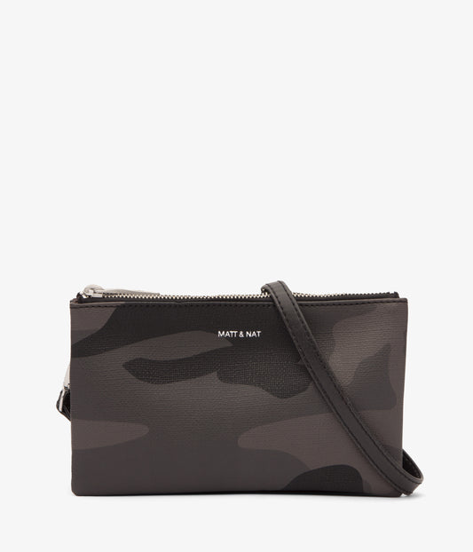 TRIPLET Vegan Crossbody Bag - Camo | Color: Black - variant::camoblk