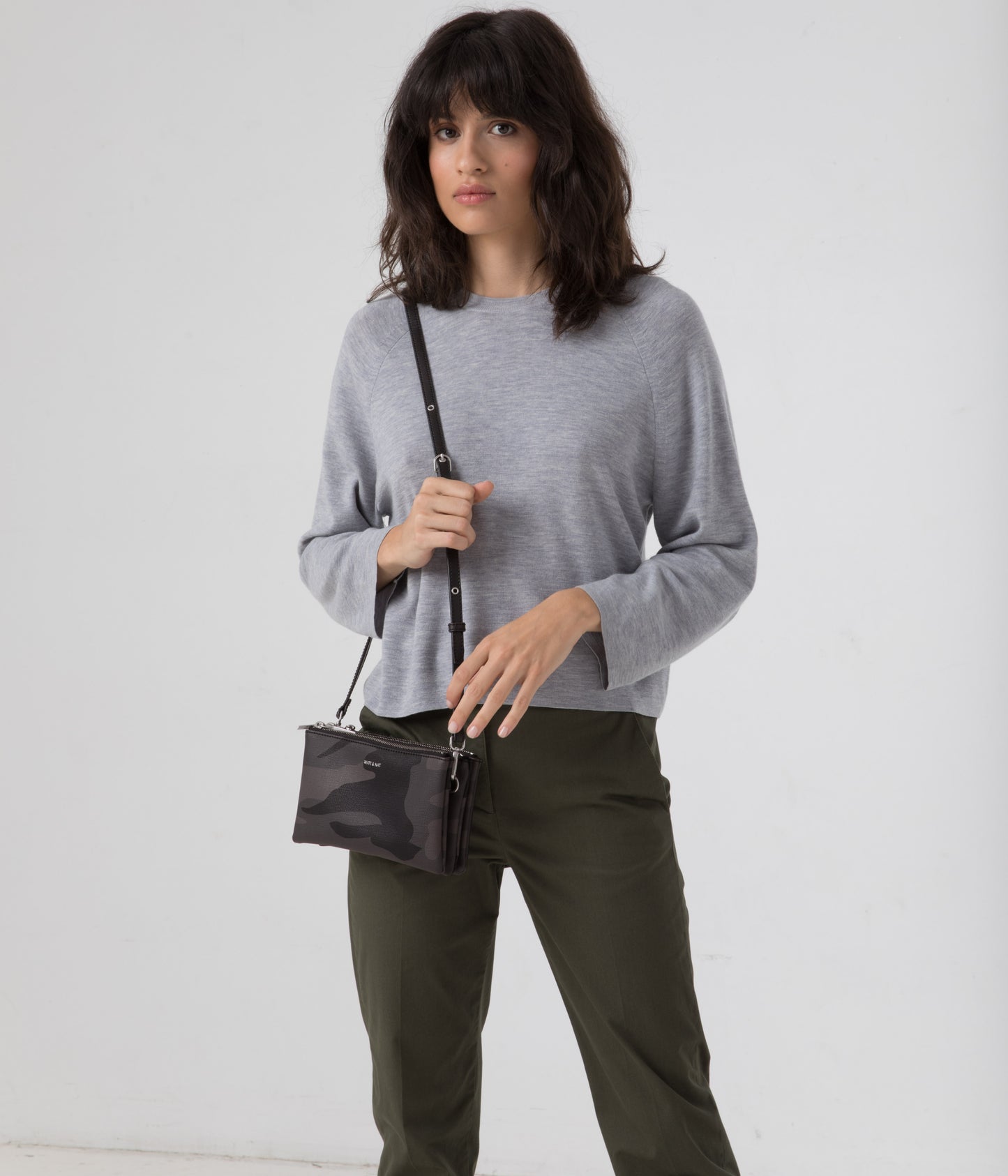 TRIPLET Vegan Crossbody Bag - Camo | Color: Black - variant::camoblk