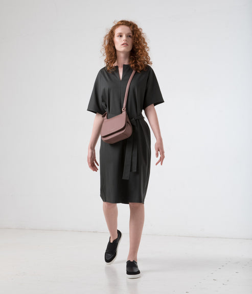 LUNA MINI Vegan Saddle Bag - Loom | Color: Black - variant::blackr