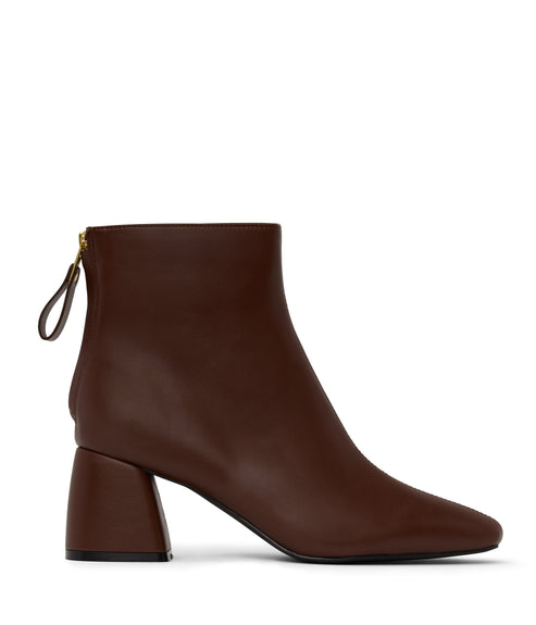 DEENA Women's Vegan Mid Heel Boots | Color: Brown - variant::chocolate