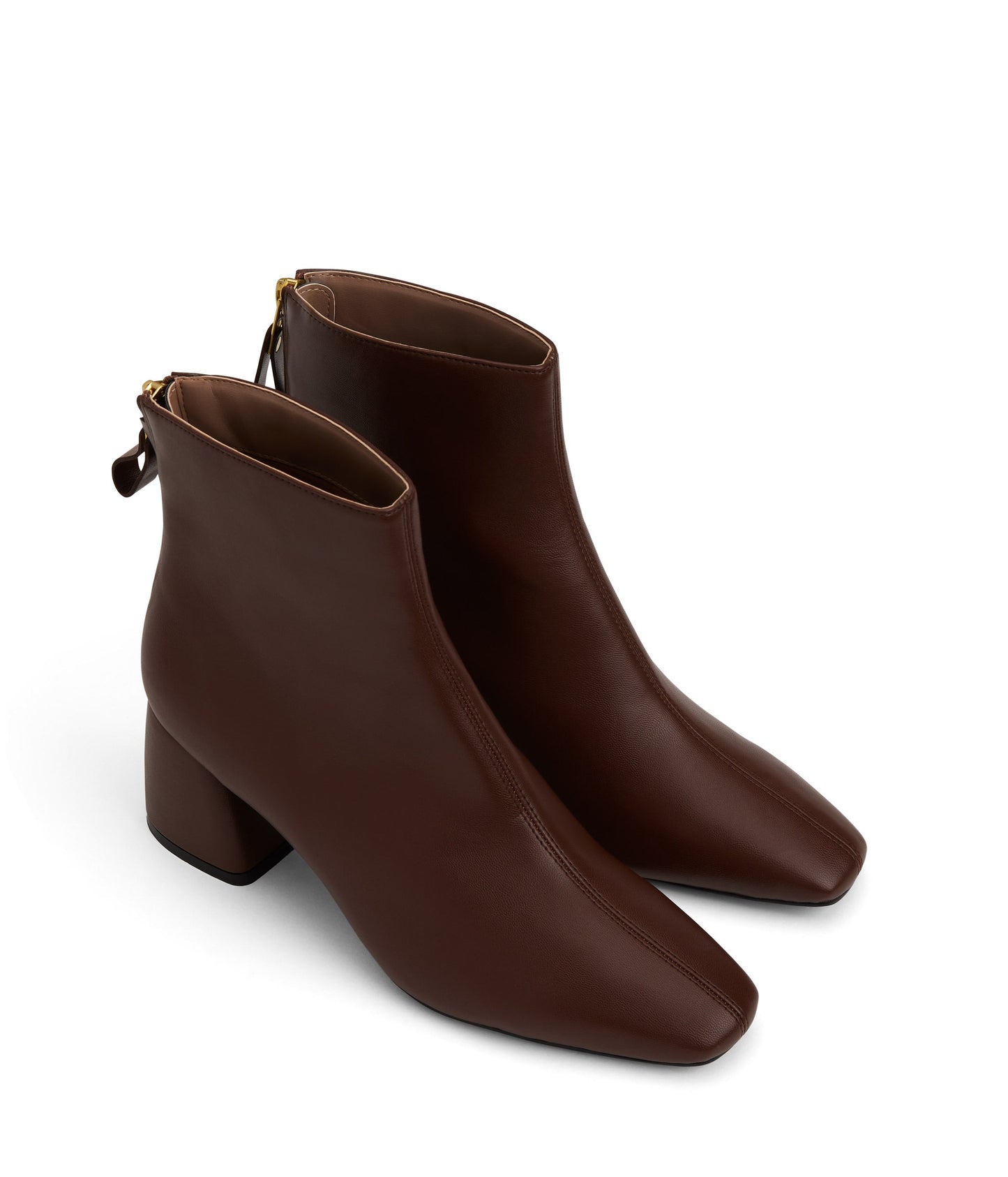 DEENA Women's Vegan Mid Heel Boots | Color: Brown - variant::chocolate