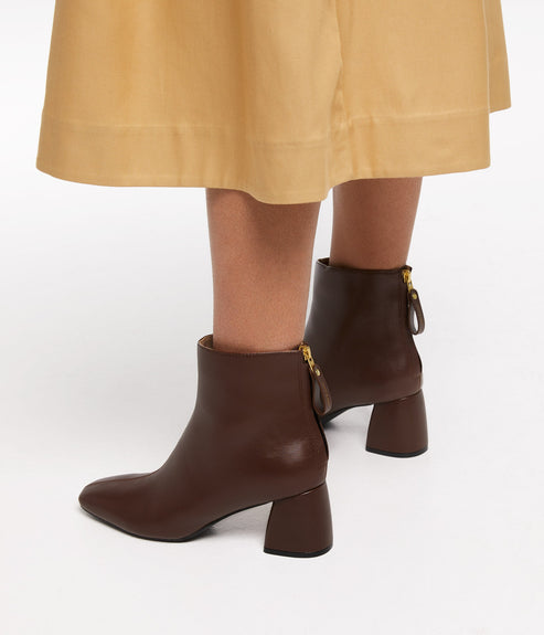 DEENA Women's Vegan Mid Heel Boots | Color: Brown - variant::chocolate