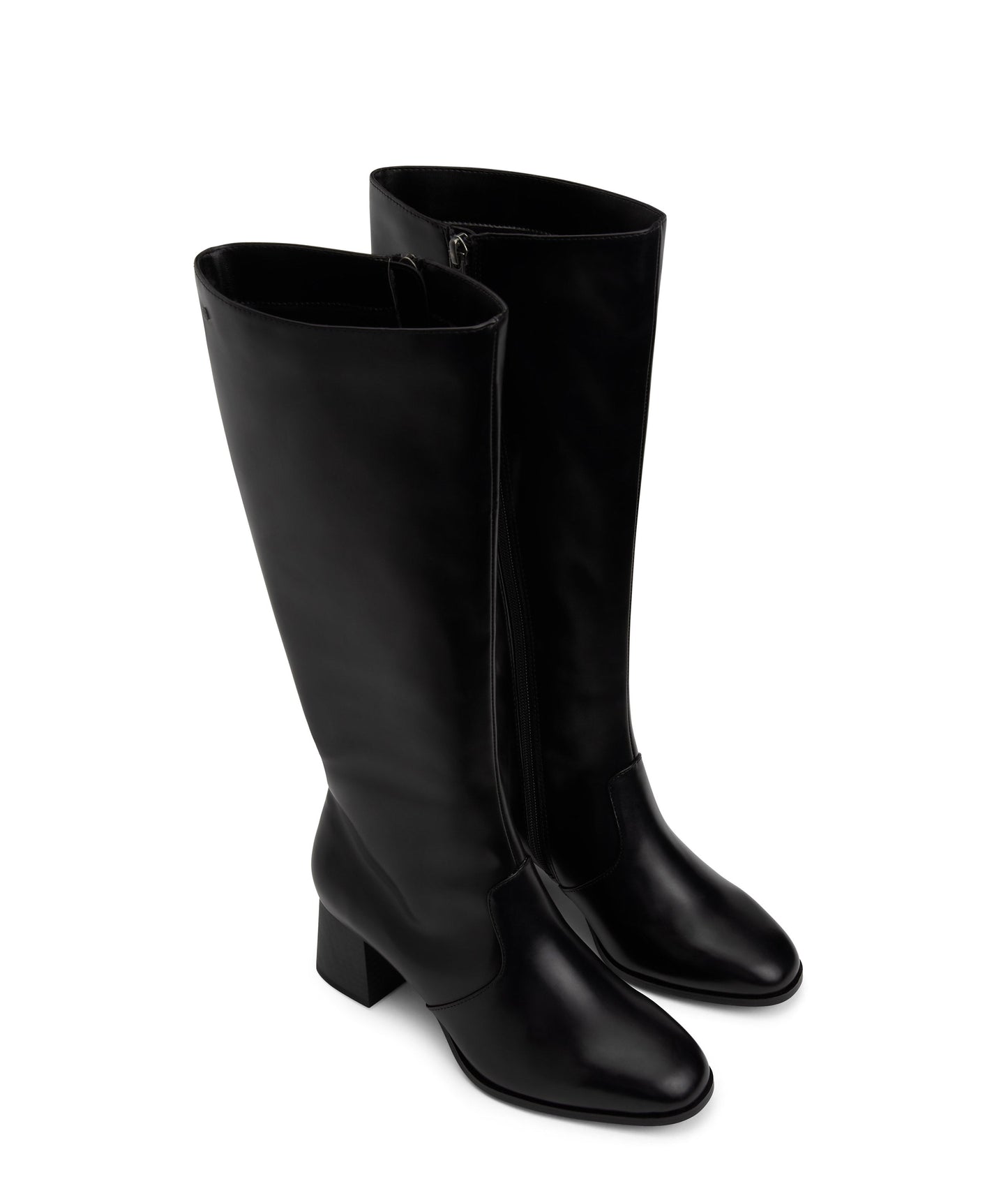 LIVIA Women's Vegan Mid Heel Boots | Color: Black - variant::black
