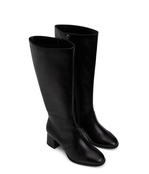 LIVIA Women's Vegan Mid Heel Boots | Color: Black - variant::black