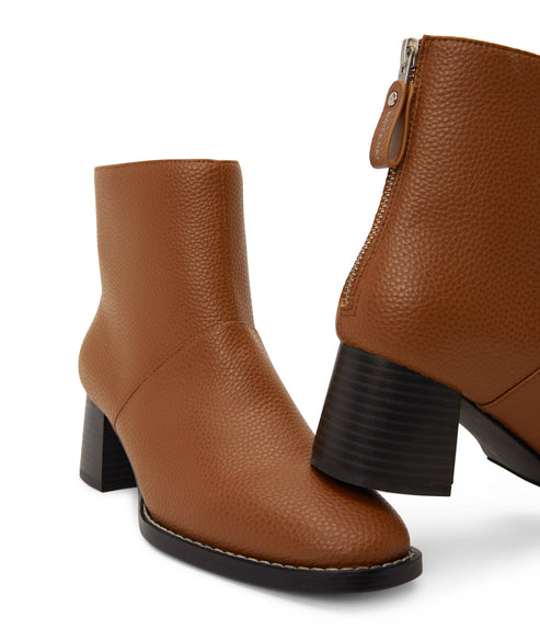 ERIVO Vegan Block Heel Boots | Color: Brown - variant::chili