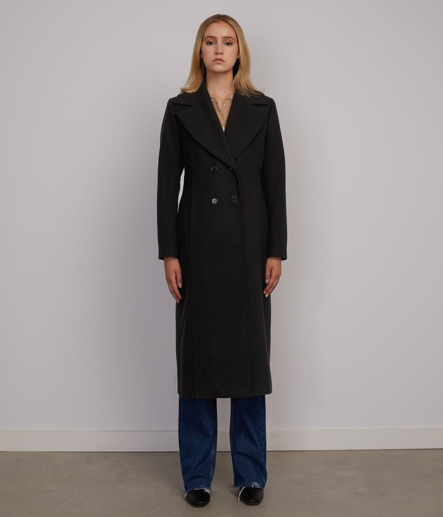 CLARESA Women's Vegan Wool Coat | Color: Black - variant::black