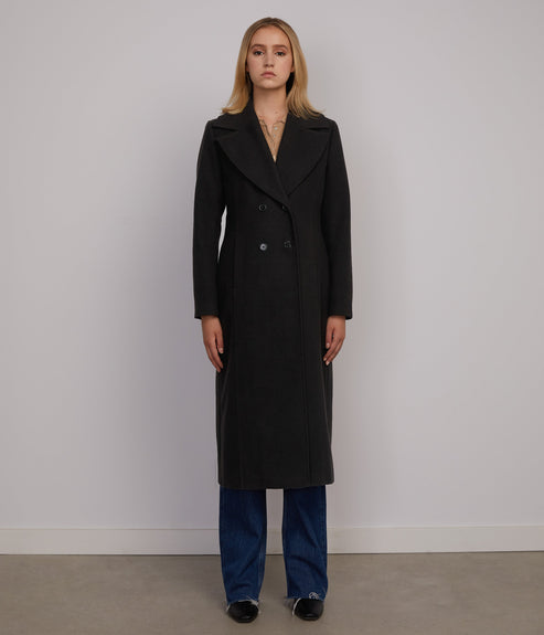 CLARESA Women's Vegan Wool Coat | Color: Black - variant::black