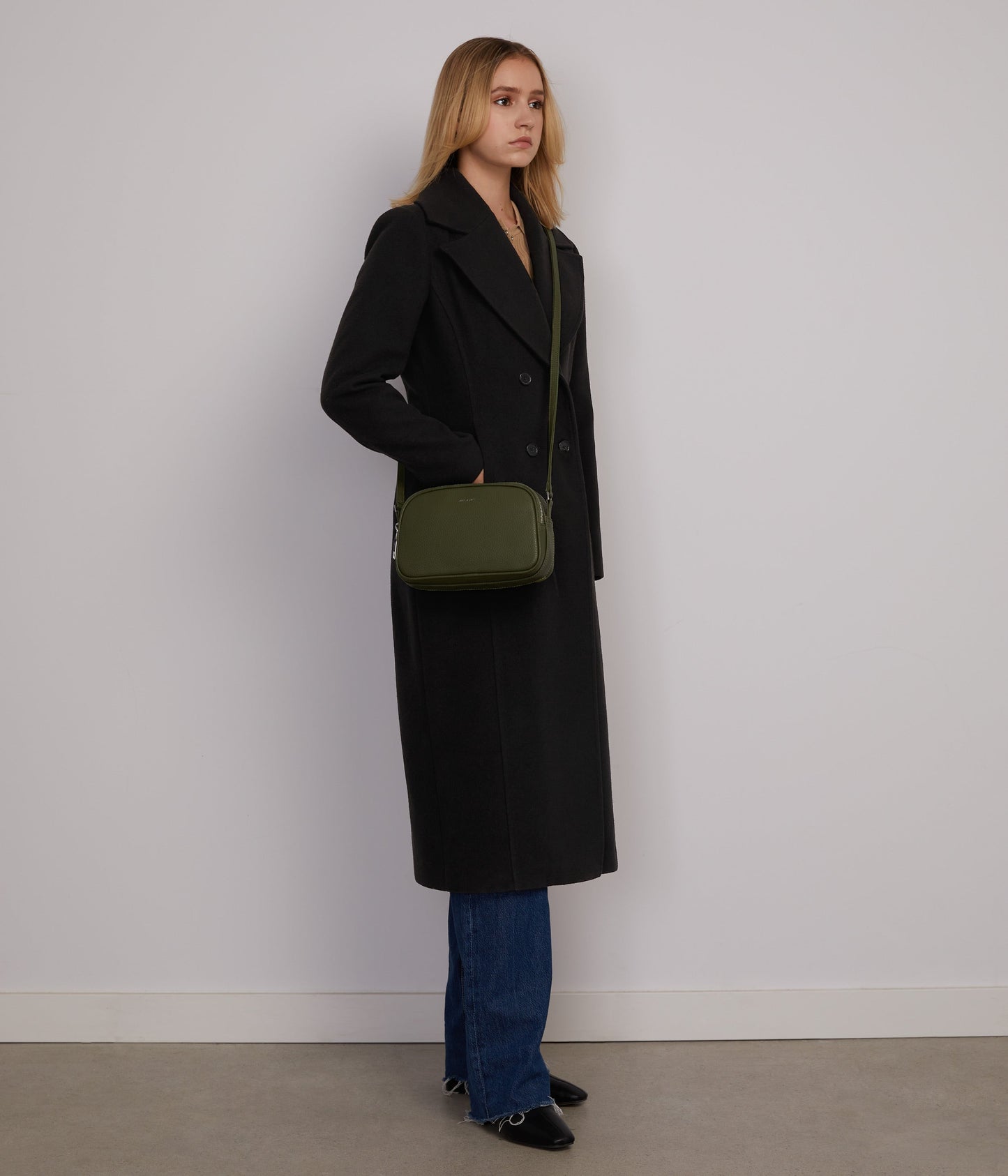 CLARESA Women's Vegan Wool Coat | Color: Black - variant::black