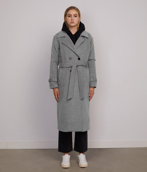 VIVI Women's Long Coat | Color: Light Grey - variant::light