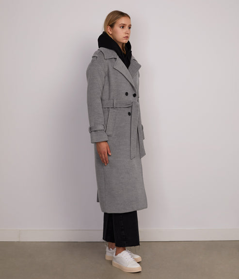 VIVI Women's Long Coat | Color: Light Grey - variant::light