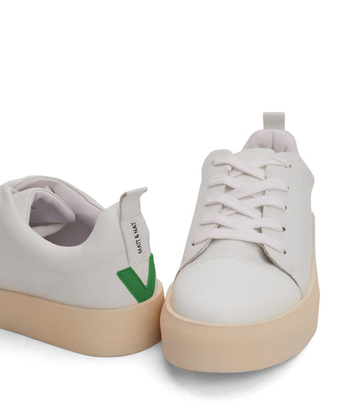 MARCI Women's Vegan Sneakers | Color: White, Green - variant::whigre