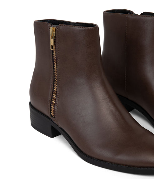 LIMAN Women's Vegan Flat Boots | Color: Brown - variant::brown