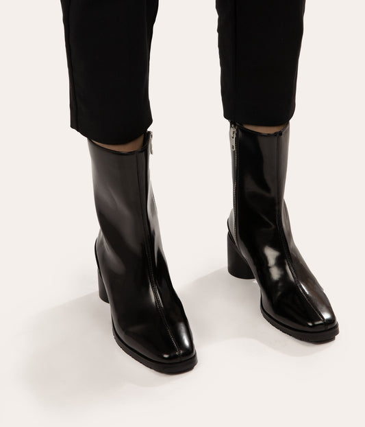 LIAM Women's Vegan High Heel Boots | Color: Black - variant::black