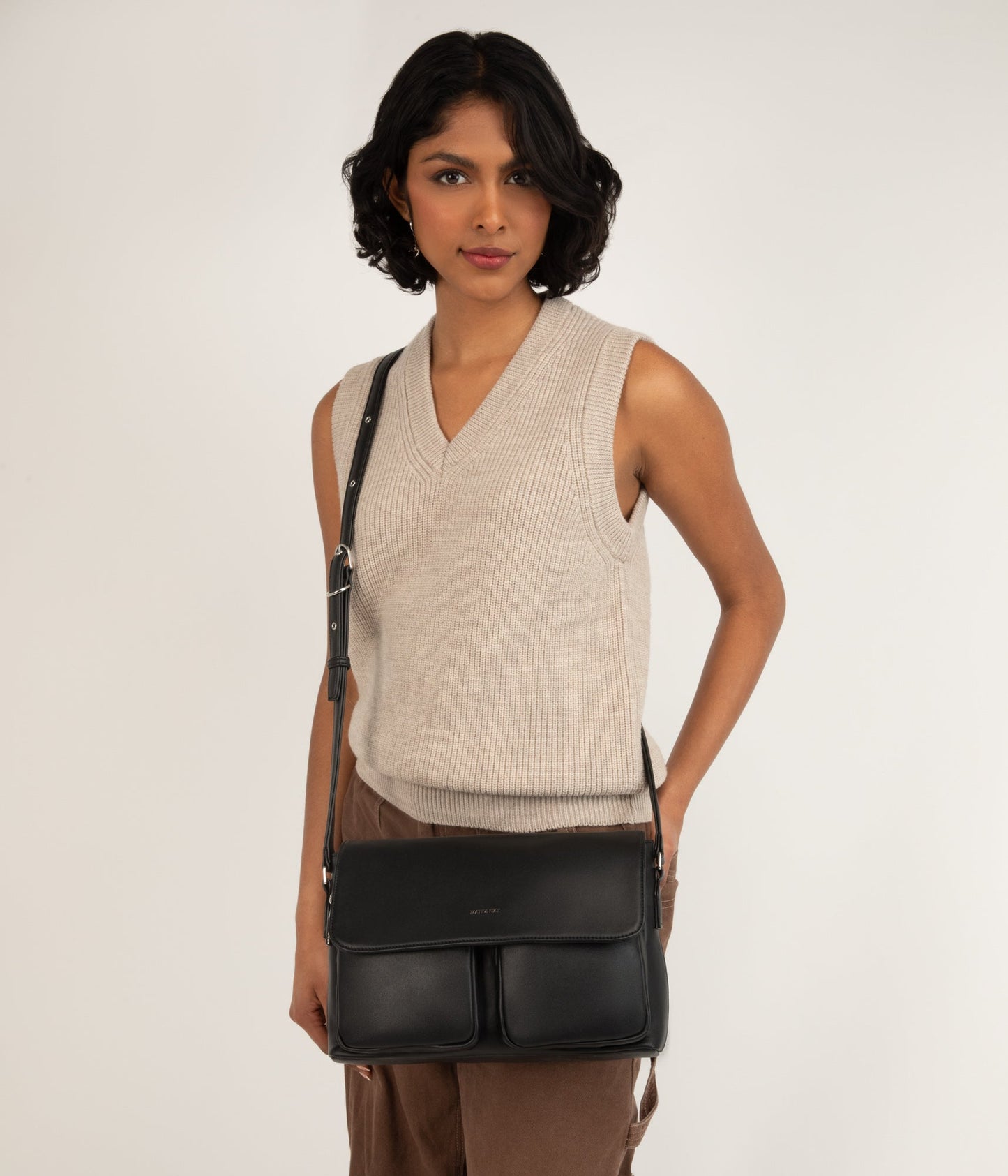 PEPI Vegan Crossbody Bag - Sol | Color: Brown - variant::espresso
