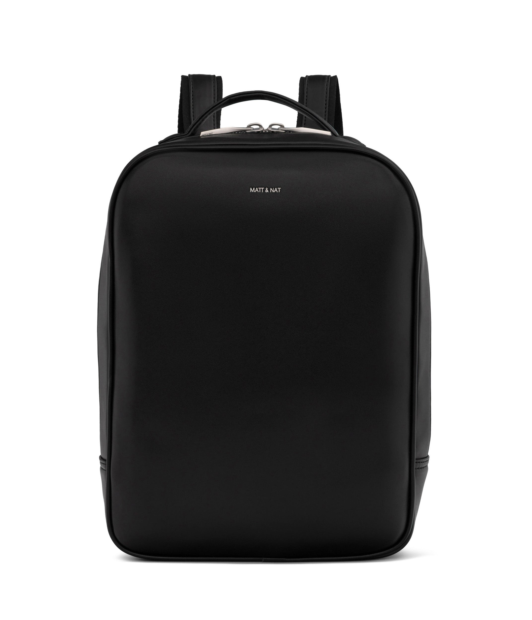 Black vegan leather Matt and Nat backpack for 13” laptop BRAVE Vegan Backpack - Purity | Matt & Nat USA main image 3