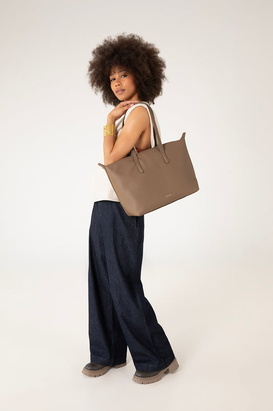 ABBI Vegan Tote Bag - Grain | Color: Quartz- variant::quartz