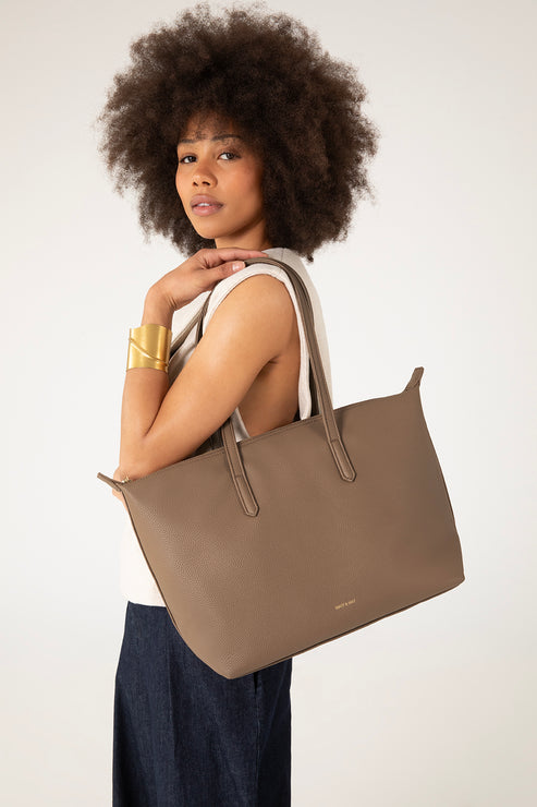 ABBI Vegan Tote Bag - Grain | Color: Toffee- variant::toffee