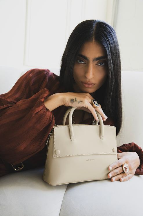 SILVA SM Small Vegan Satchel - UPPEAL™ | Color: Pearl - variant::Pearl