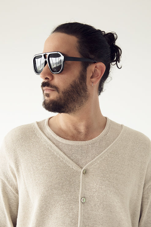 LIVY Aviator Style Recycled Sunglasses | Color: Black - variant::black