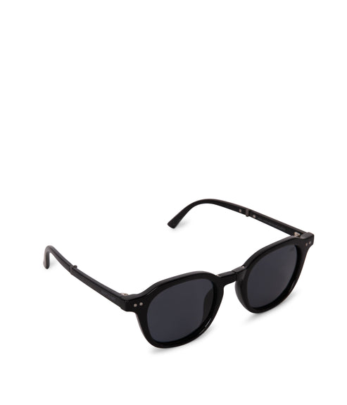 NIKA Round Foldable Recycled Sunglasses | Color: Black - variant::black