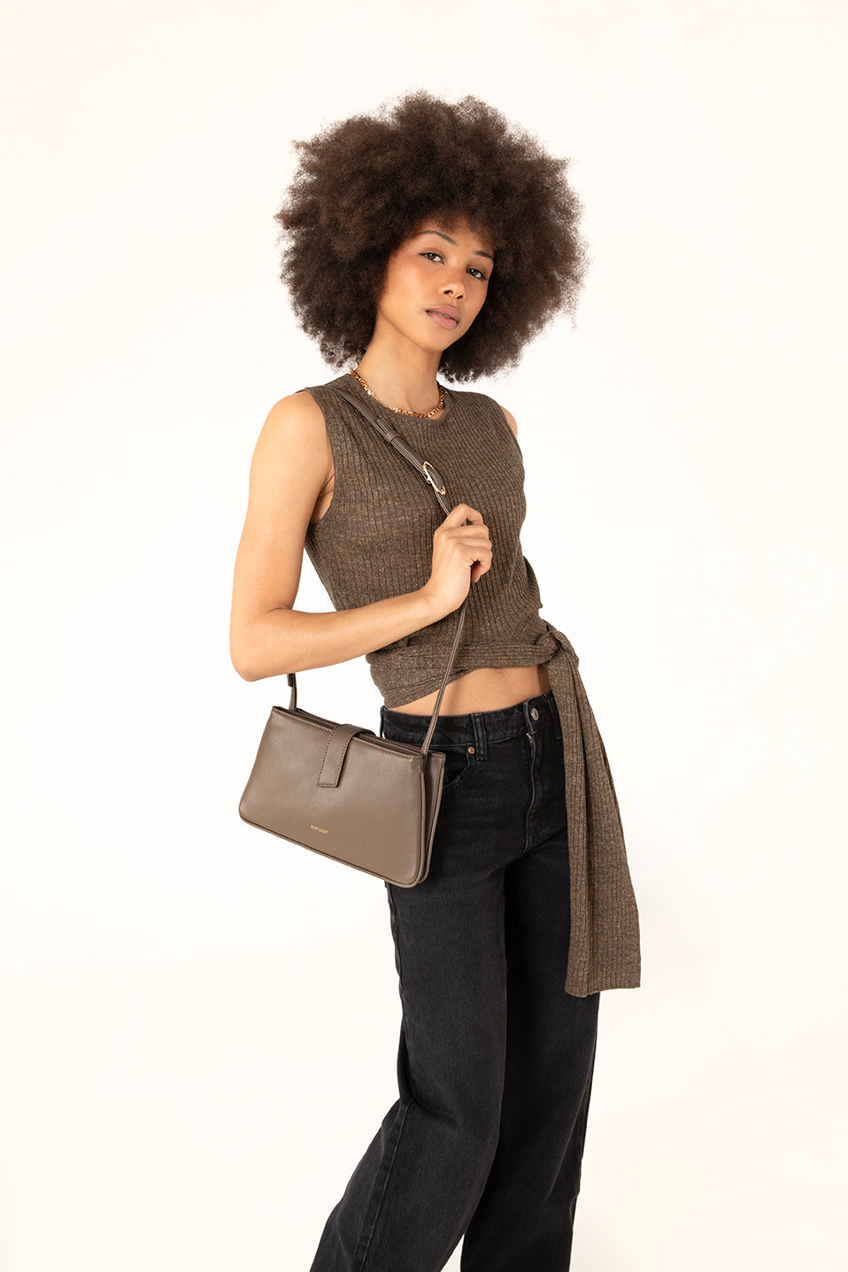 ADELINE Vegan Crossbody Bag - Theme | Color: Coffee- variant::coffee