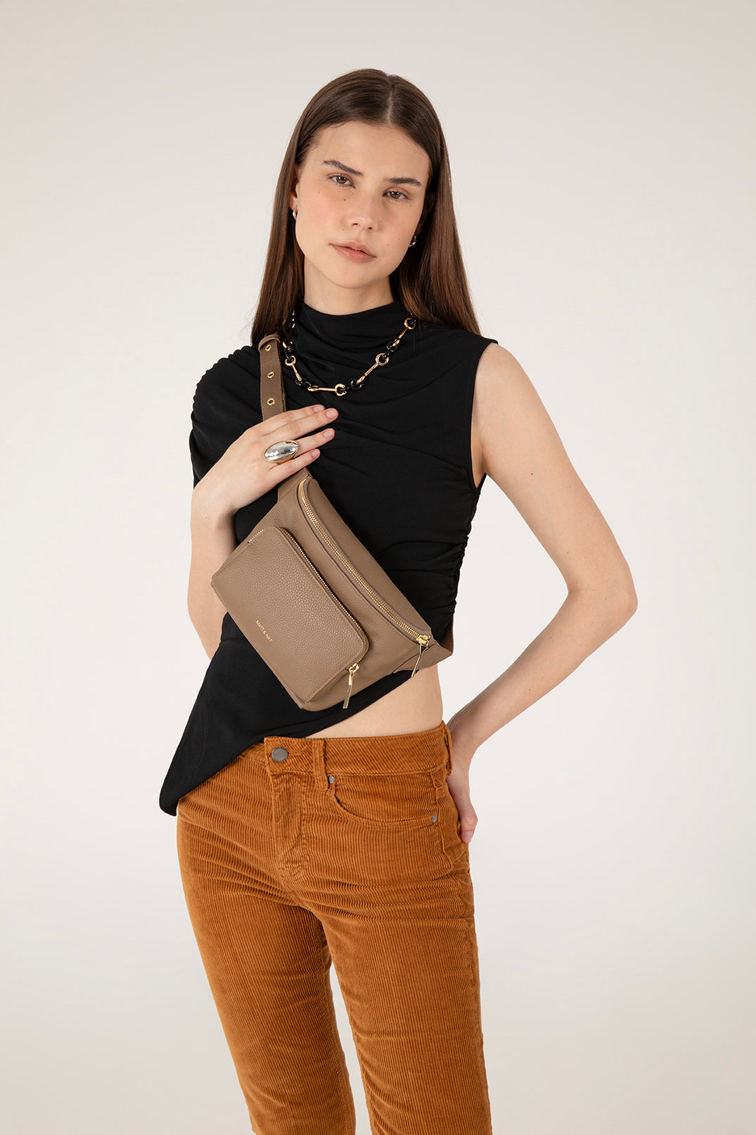 KORA Vegan Belt Bag - Grain | Color: Coal - variant::coal