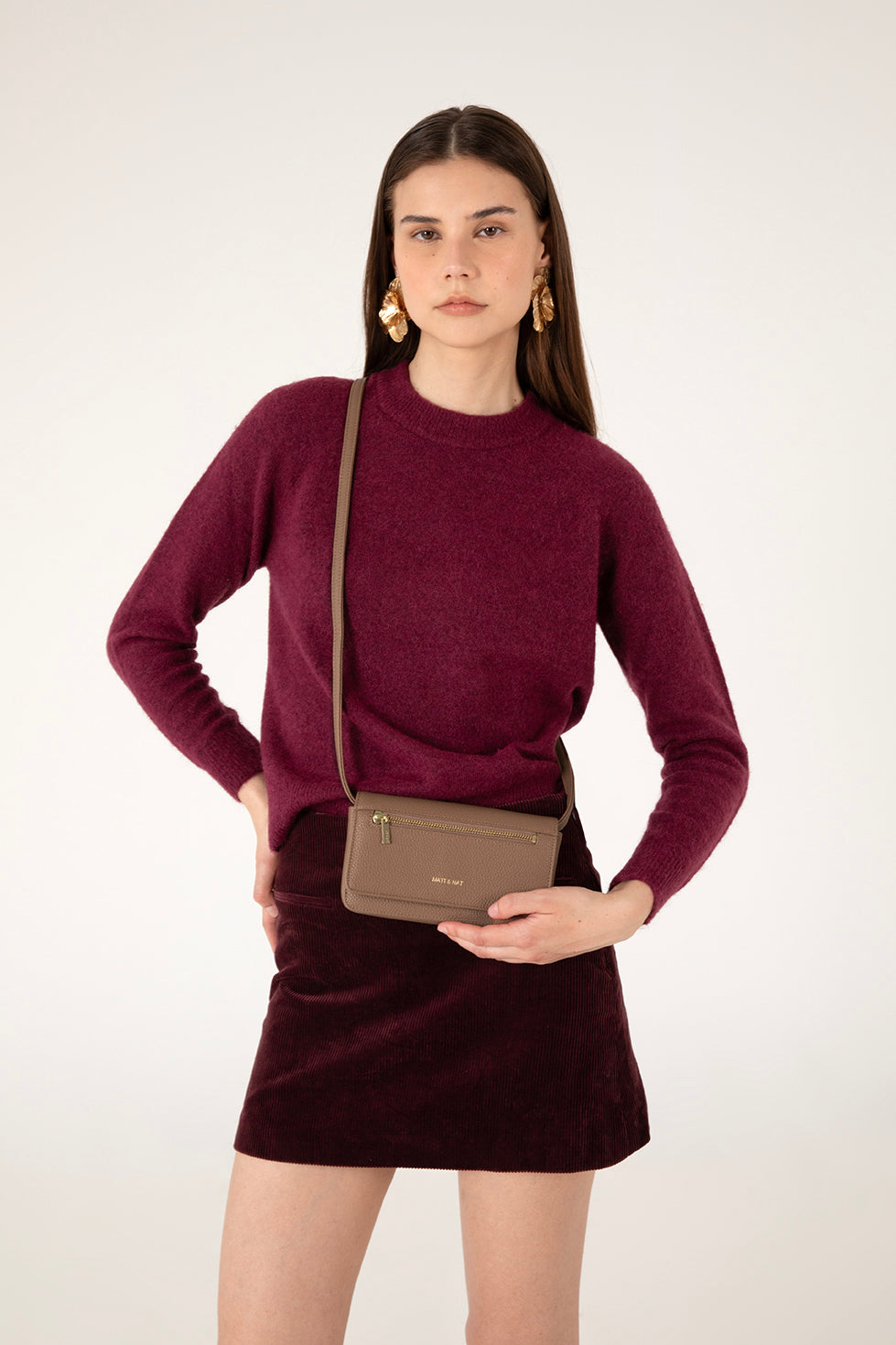 ERIN Vegan Crossbody Bag - Grain | Color: Black - variant::black