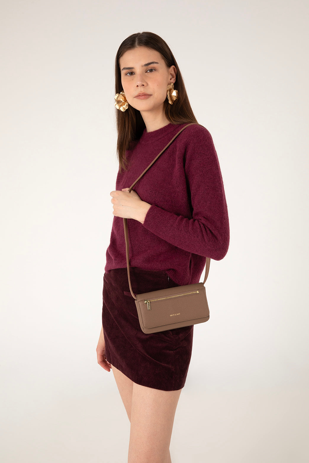 ERIN Vegan Crossbody Bag - Grain | Color: Quartz- variant::quartz