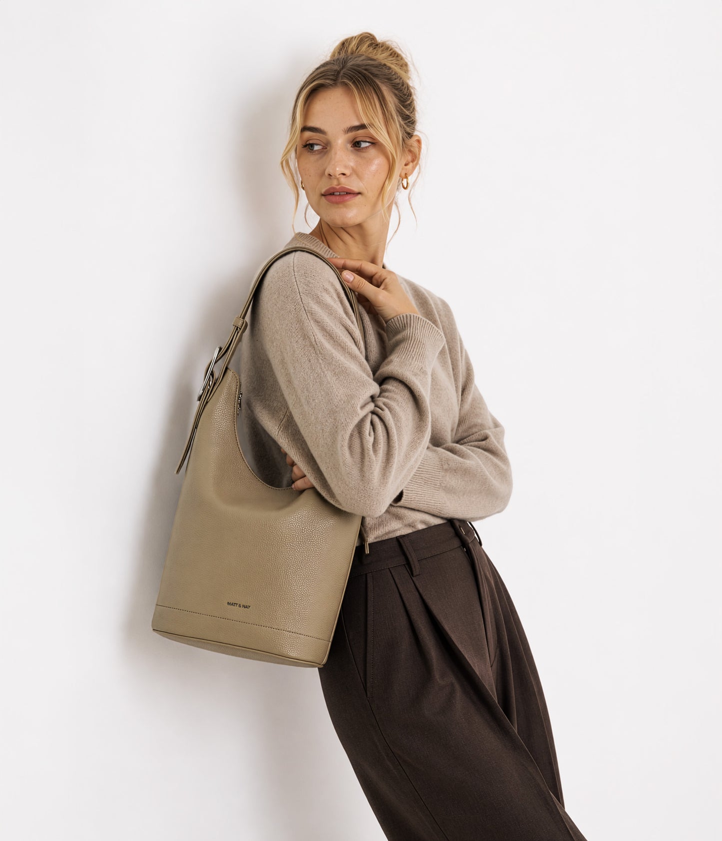 JESA Vegan Hobo Bag - Grain | Color: Almond - variant::almond