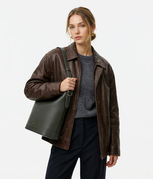 JESA Vegan Hobo Bag - Grain | Color: Fudge - variant::fudge