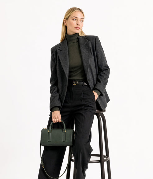 LUCE Vegan Crossbody Bag - Grain | Color: Black - variant::black