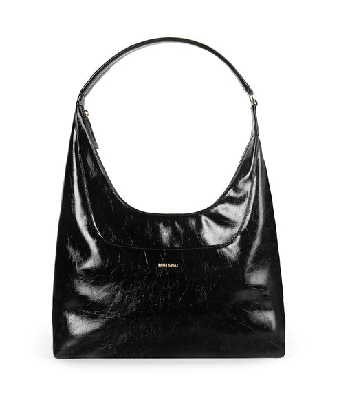 DONNA Vegan Hobo Bag - Groove | Color: Black - variant::black