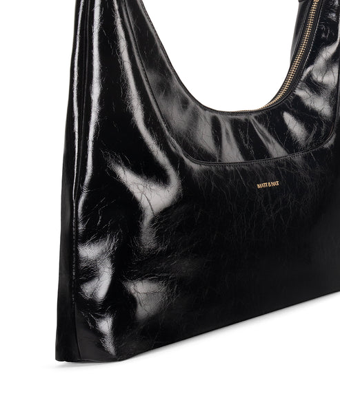 DONNA Vegan Hobo Bag - Groove | Color: Black - variant::black