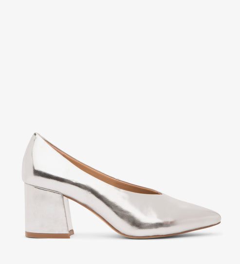 SIBYL Vegan Block Heels | Color: Metallic - variant:silver