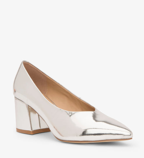 SIBYL Vegan Block Heels | Color: Metallic - variant:silver