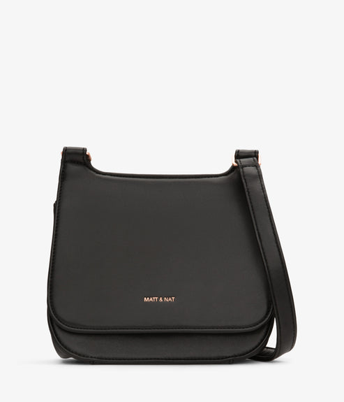 LUNA MINI Vegan Saddle Bag - Loom | Color: Black - variant::blackr