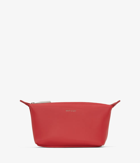 ABBI MINI Vegan Cosmetic Bag - loom | Color: Red - variant::pomegranate