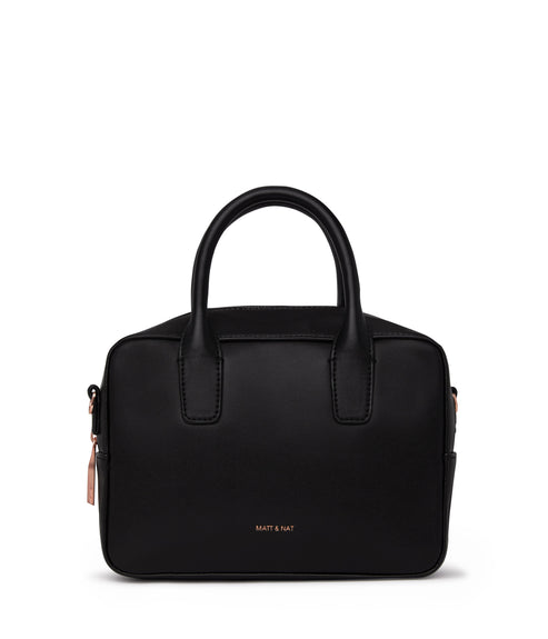 ARLIE Small Vegan Satchel - Loom | Color: Black - variant::blackr