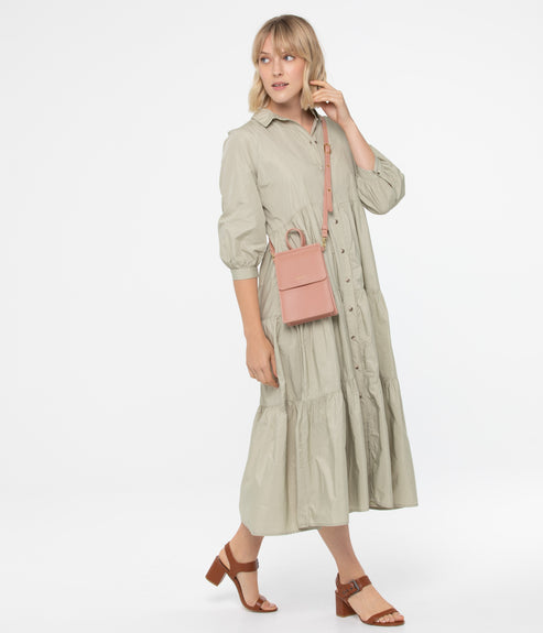 THESSA Vegan Crossbody Bag - Vintage | Color: Grey - variant::pearl