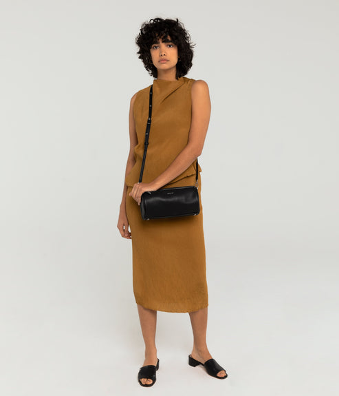 SEOUL Vegan Barrel Satchel - Loom | Color: Black - variant::blacks