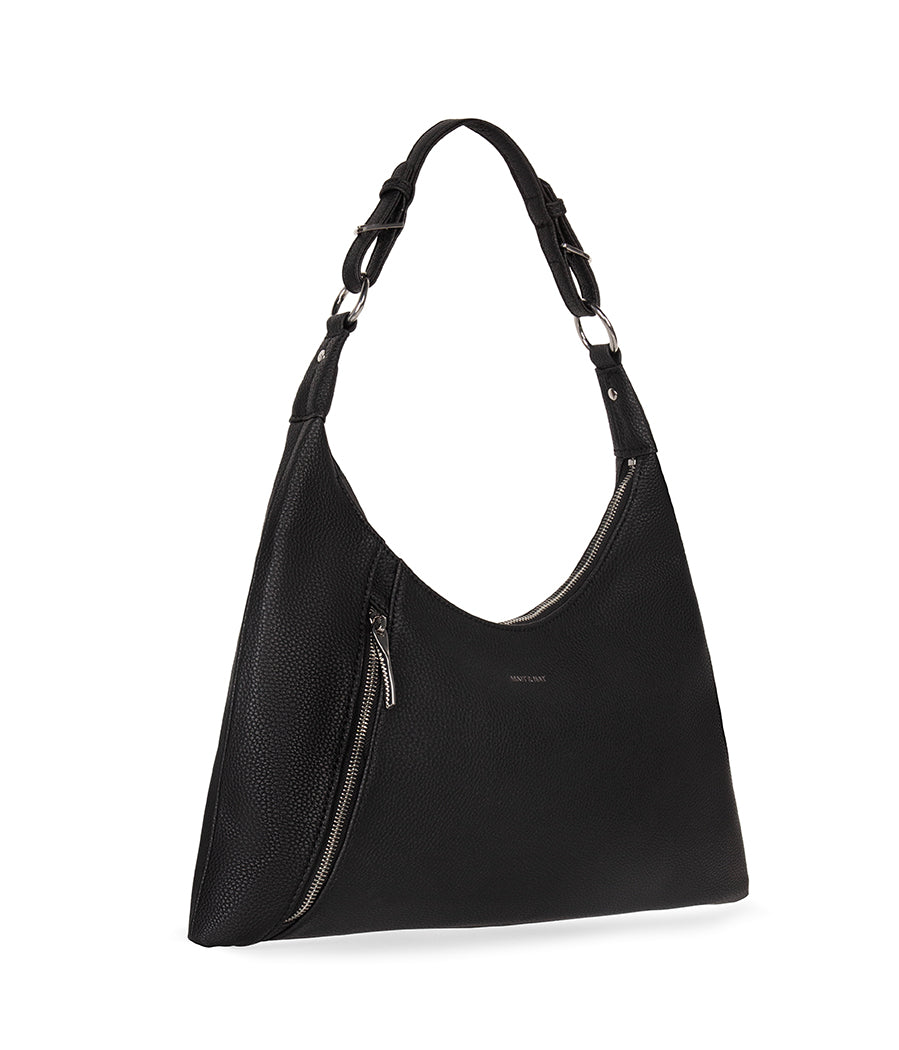 MORGAN Vegan Hobo Bag - Grain | Color: Black - variant::black