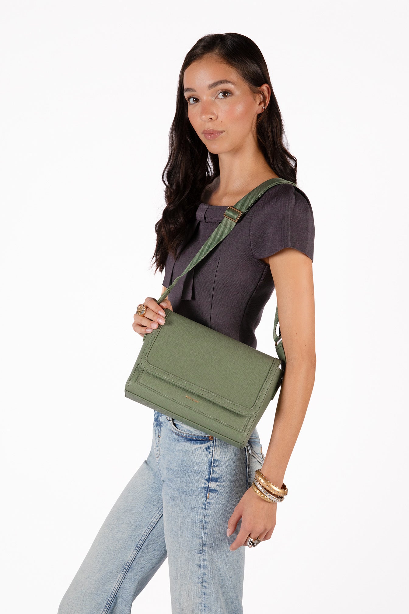SUNNY Vegan Shoulder Bag – Grain | Color: Olivine - variant::olivine