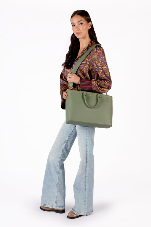 SEVYN Vegan Satchel - Grain | Color: Olivine - variant::olivine