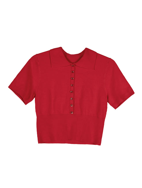 AYOU Knit Top | Color: Red - variant::red