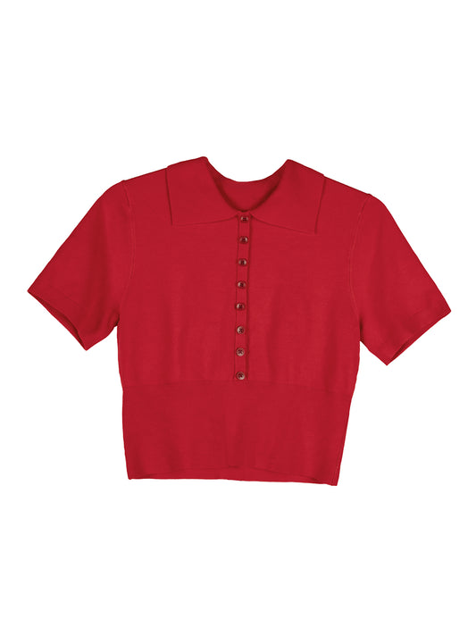 AYOU Knit Top | Color: Red - variant::red