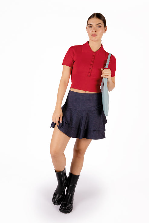 AYOU Knit Top | Color: Red - variant::red