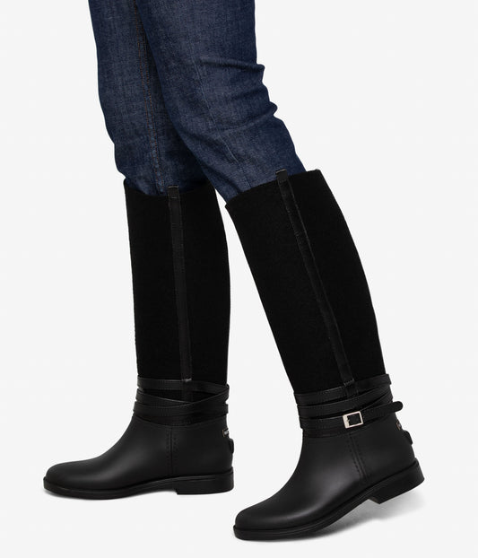 CAMILA Women's Tall Rain Boots | Color: Black - variant::black