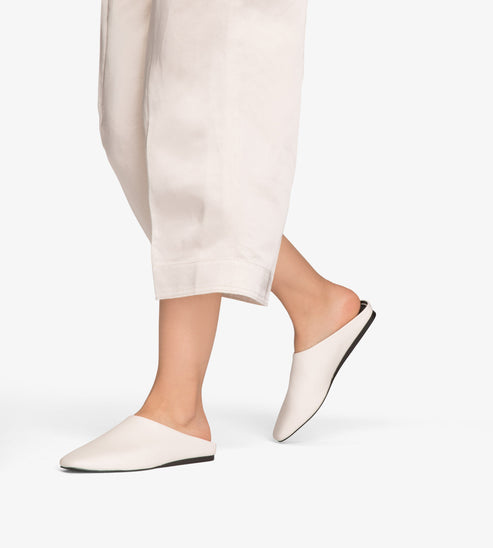 AROLA Vegan Square Toe Mule Shoes | Color: White - variant::white