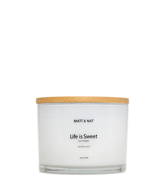 Life Is Sweet Large Soy Candle | Color: White - variant::white